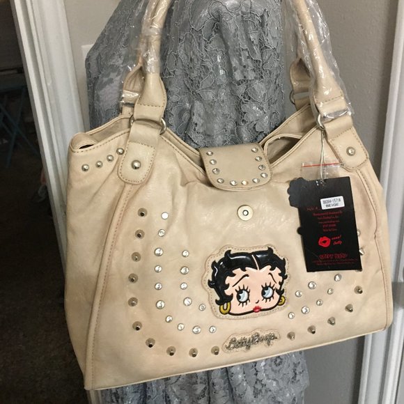 Last Betty Boop Cream Large Handbag - Faux Leather Large Size 15x10 - Picture 1 of 8